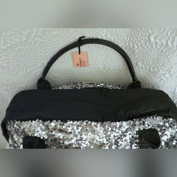 Juicy Couture Large Weekender Bag Black Silver Sequins Y2K Style New - Picture 5 of 13